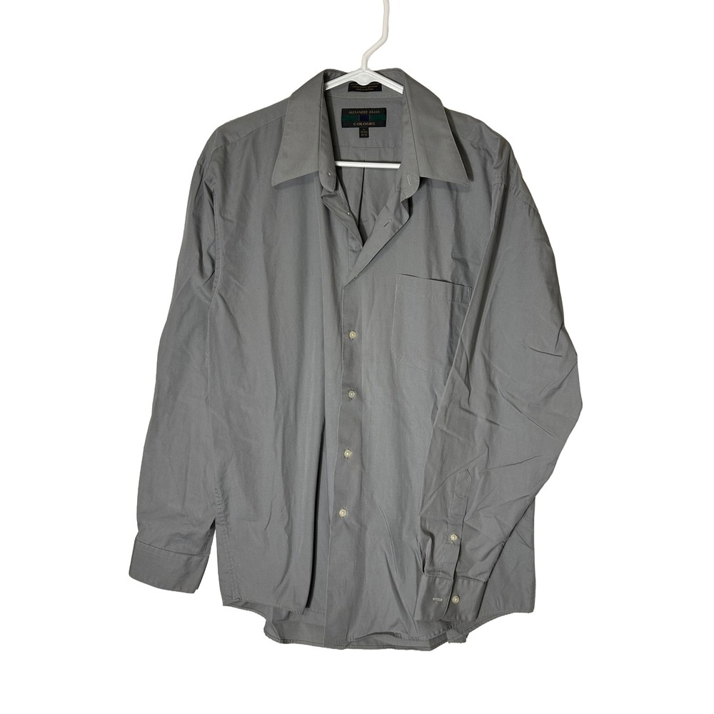 Alexander Julian Colours Mens Gray Long Sleeve Button Up Dress Shirt Size‎ L